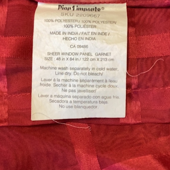 FINAL SALE PRICE 2 Large Pier 1 Sheer Red Checkered Rod Pocket Panels - Picture 2 of 3